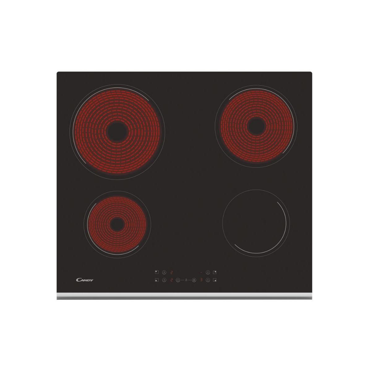 Candy Timeless CH64XB Piano Cottura da Incasso Ceramica 4 Fornelli Nero