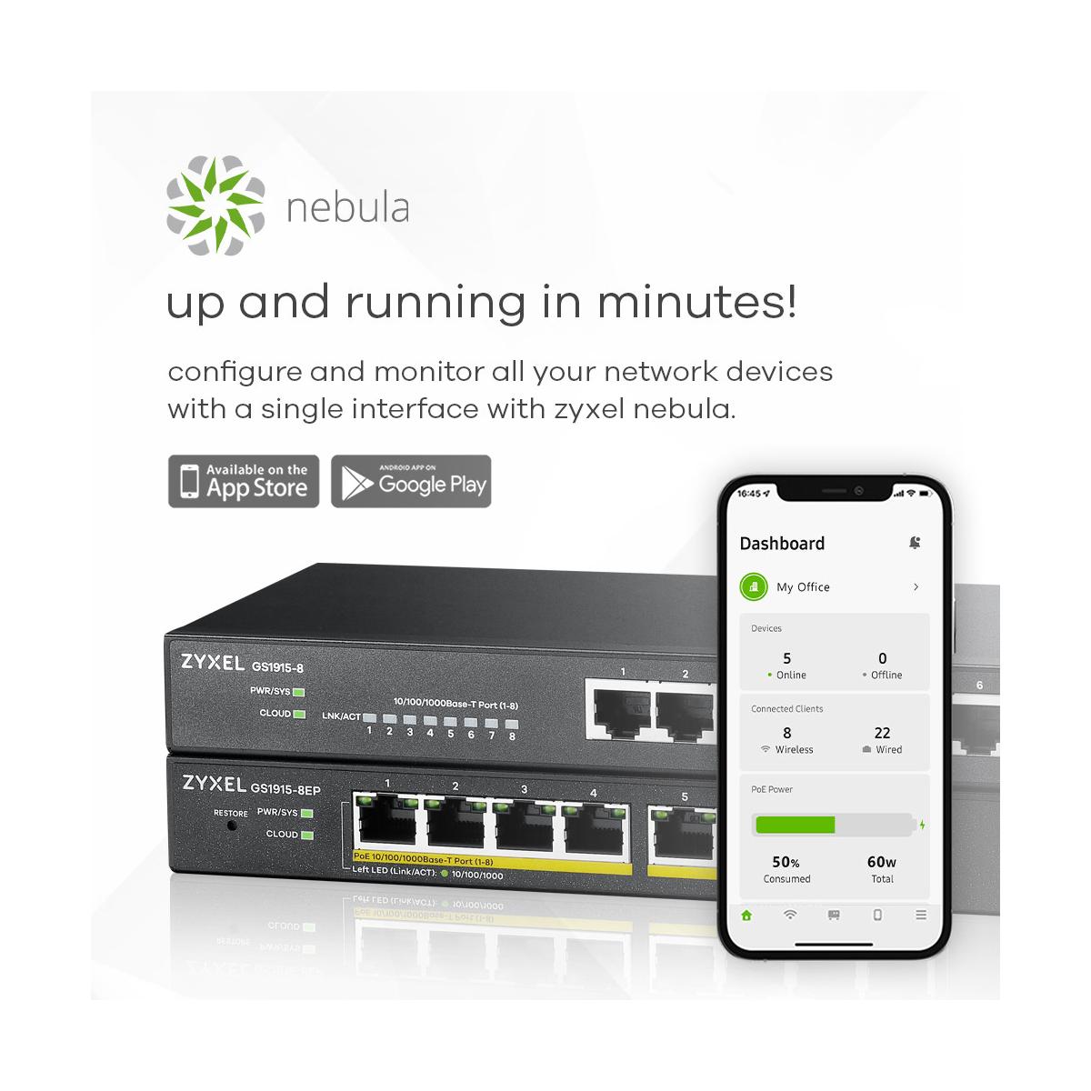 Zyxel GS1915-8 Gestito L2 Gigabit Ethernet (10/100/1000) Nero