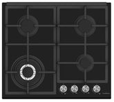 SCHAUB LORENZ SSPC604GFG Piano Cottura a gas griglie in ghisa 4 fornelli, Nero