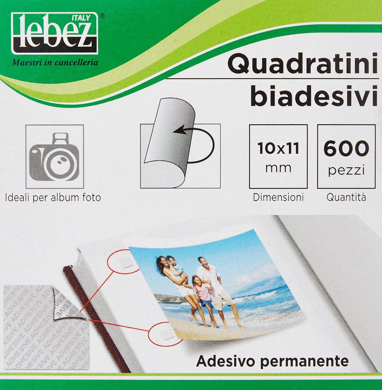 Lebez Quadratini Biadesivi Per Foto Art. 630 10x11 Mm Conf. 600 Pz