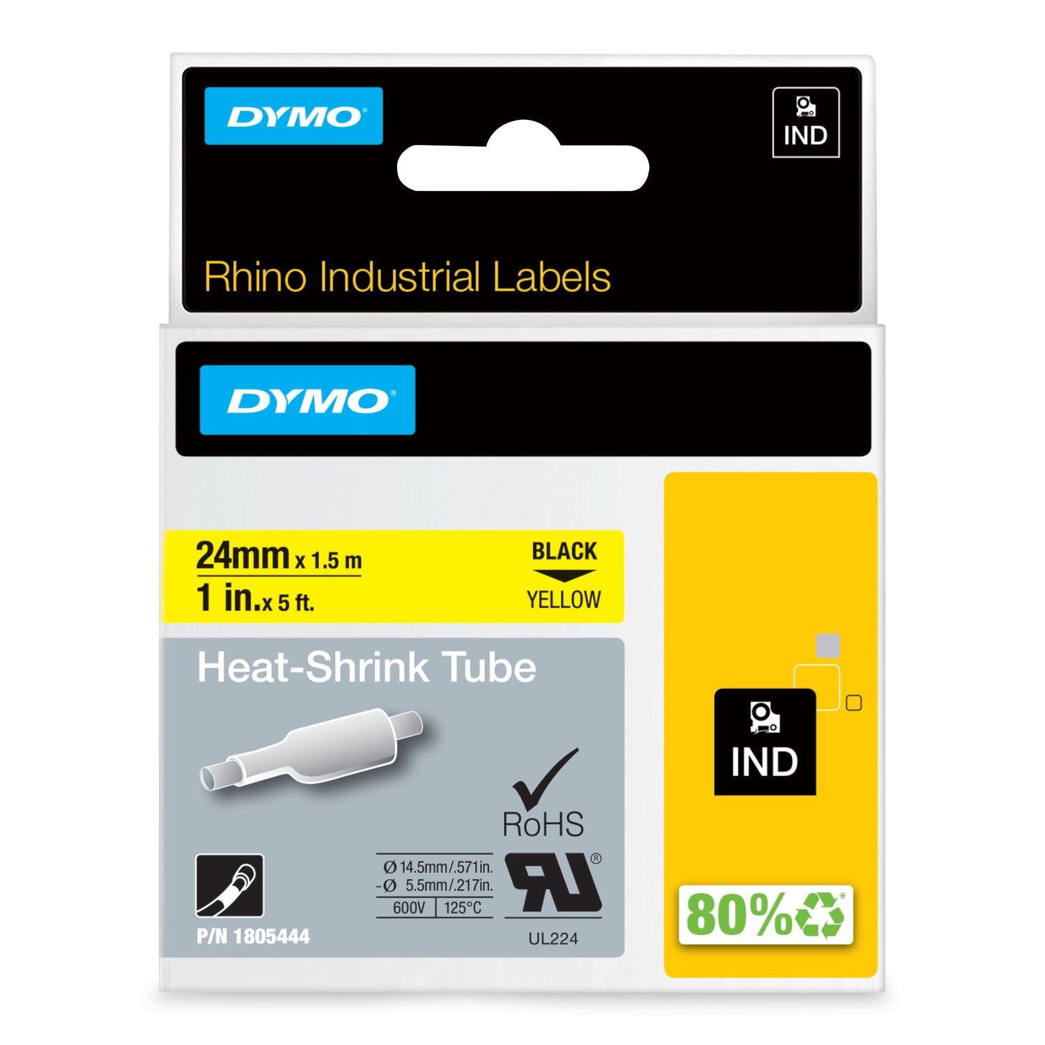 DYMO 1805444 nastro per etichettatrice Nero su giallo