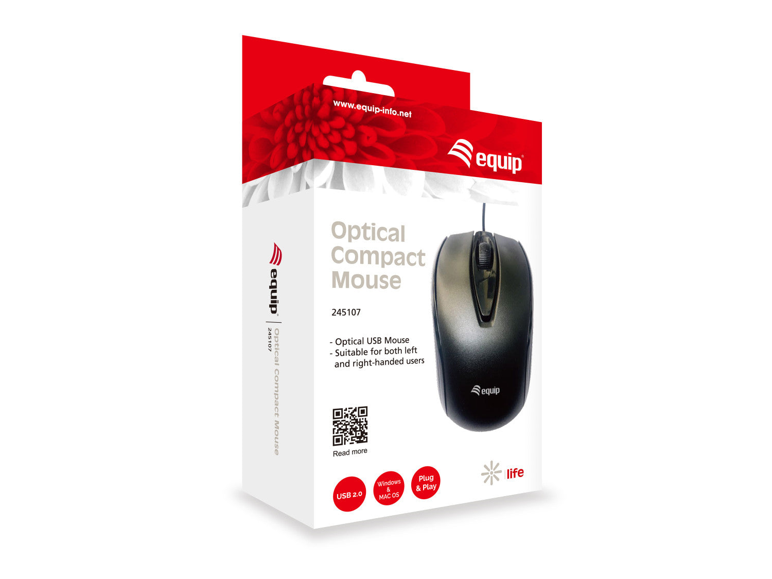 Equip 245107 mouse Ufficio Ambidestro USB tipo A Ottico 1000 DPI