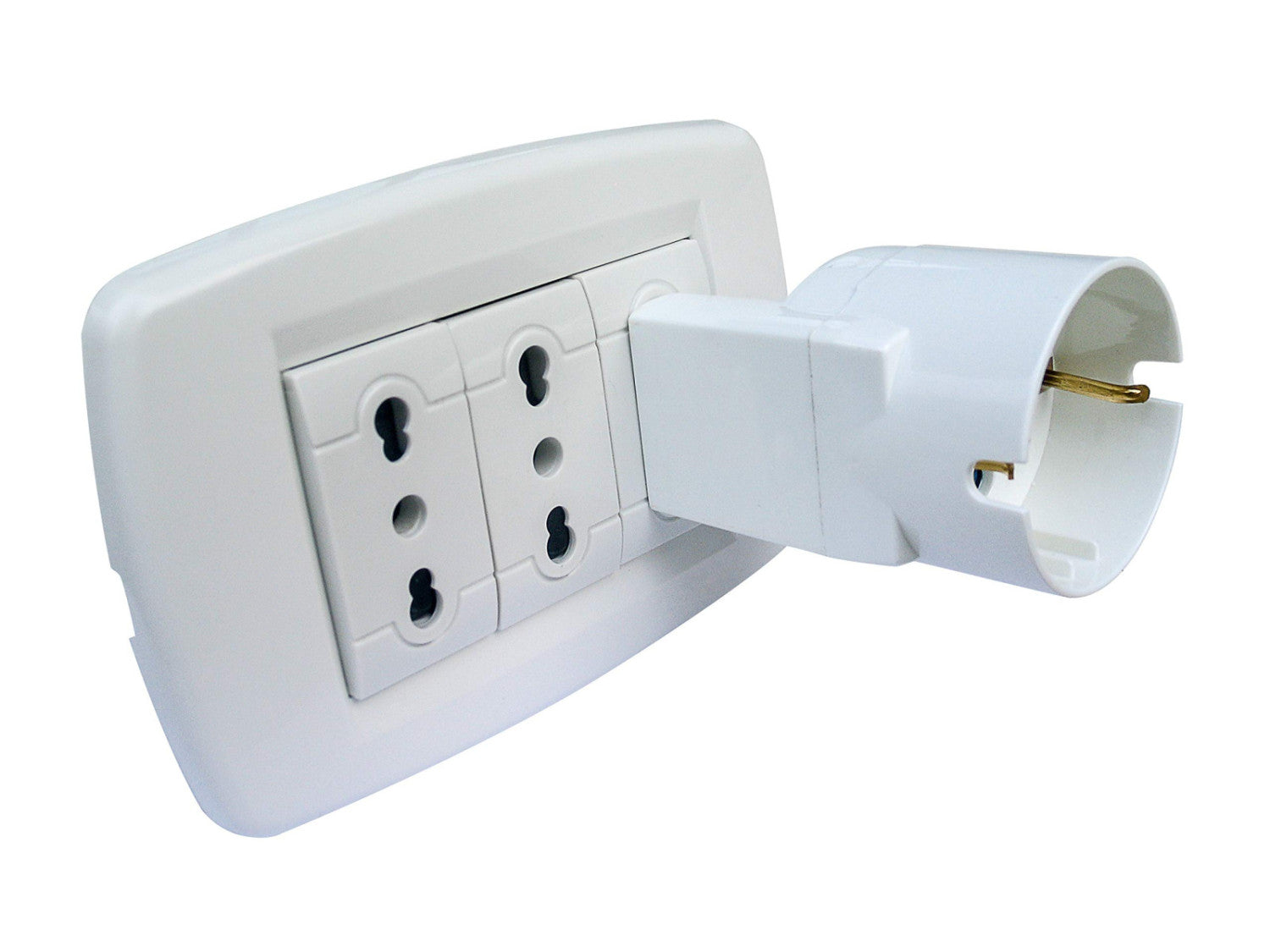 Poly Pool Adattatore Salvaspazio PP2233 Spina 10A 2P T e Presa Schuko Standard Tedesco Bianco