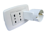 Poly Pool Adattatore Salvaspazio PP2233 Spina 10A 2P T e Presa Schuko Standard Tedesco Bianco