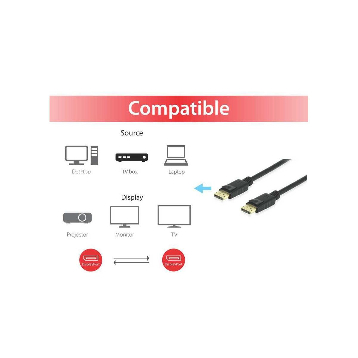 Equip 119252 cavo DisplayPort 2 m Nero