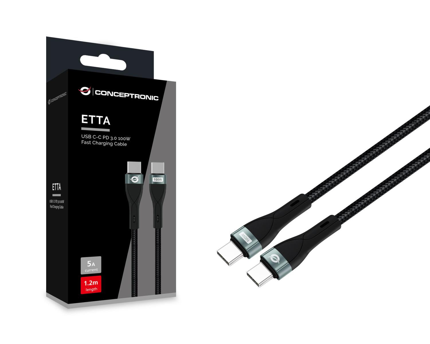 Conceptronic ETTA01B12 cavo USB USB 2.0 1,2 m USB C Nero