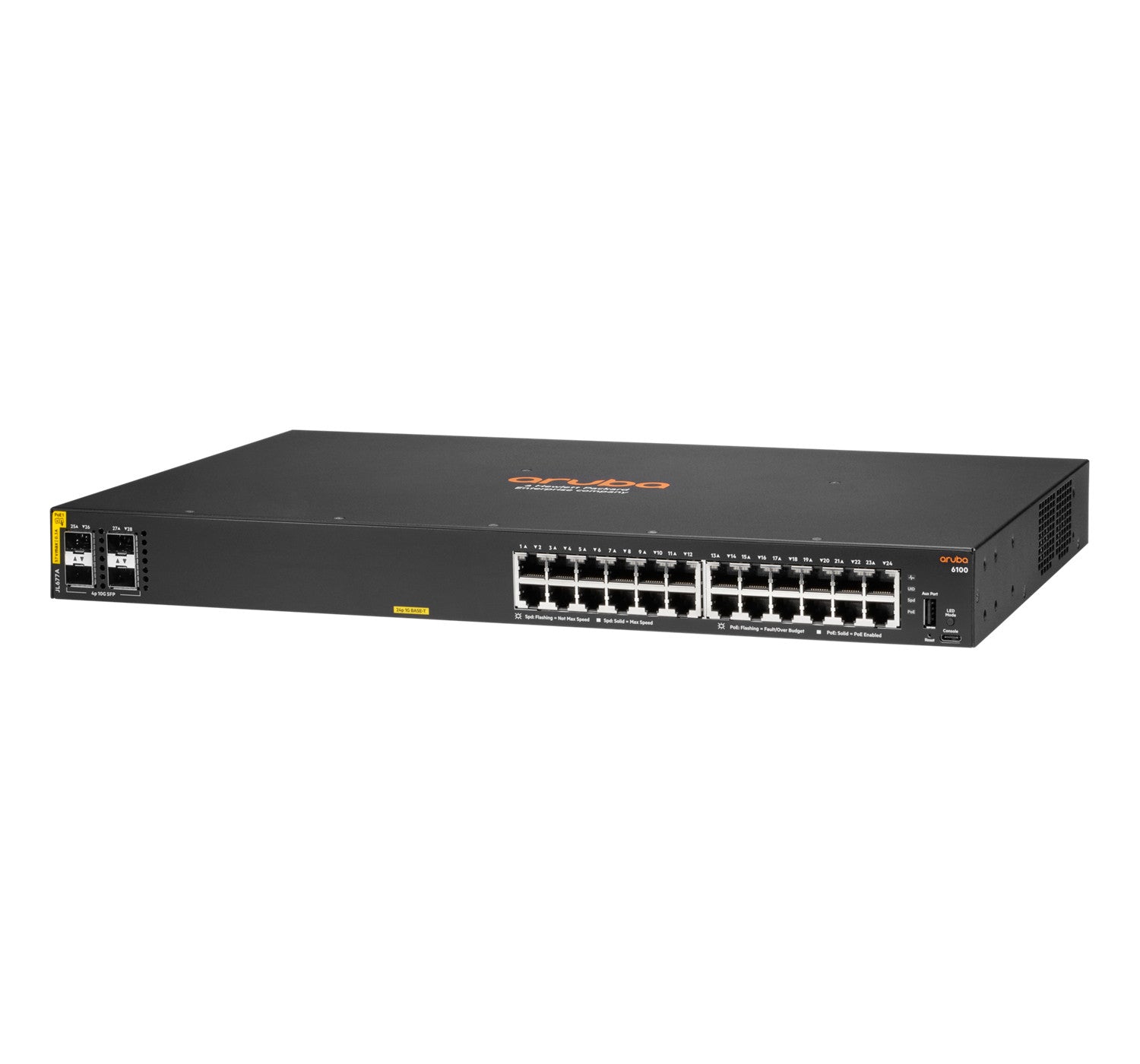 Aruba 6100 24G Class4 PoE 4SFP 370W Gestito L3 Gigabit Ethernet (10/100/1000) Supporto Power over Ethernet (PoE) 1U Nero
