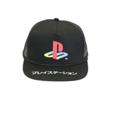 Aida's Cappello PlayStation Edizione Limitata 30 Anniversario - Tesa Piatta, Retro in Retinato, Logo Katakana Giapponese - Snapback Regolabile Nero 52cm