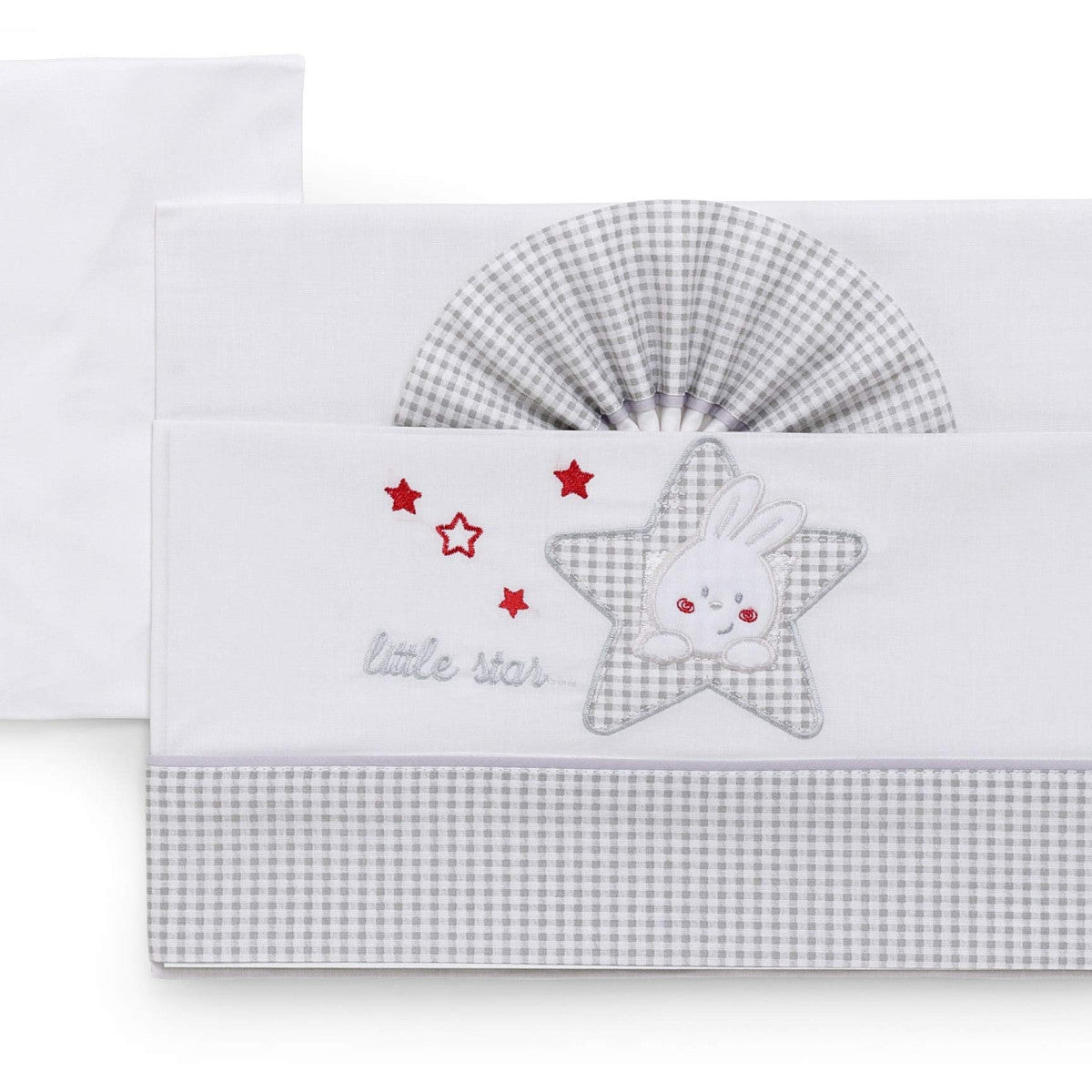 Italbaby Completo Lenzuoline Ricamate Lettino 3 Pezzi Serie Little Star Grigio 100 Cotone
