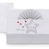 Italbaby Completo Lenzuoline Ricamate Lettino 3 Pezzi Serie Little Star Grigio 100 Cotone