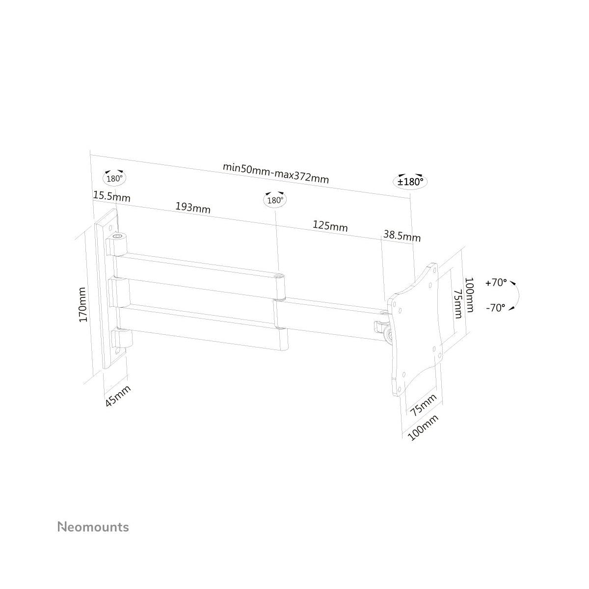 Neomounts FPMA-W830BLACK Supporto TV a parete 68,6 cm (27") Nero