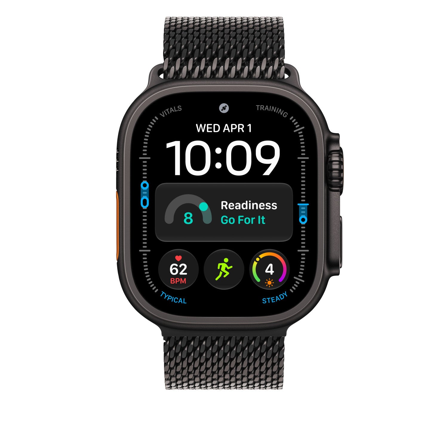 Apple Loop in maglia milanese in titanio nero (49 mm) - Large