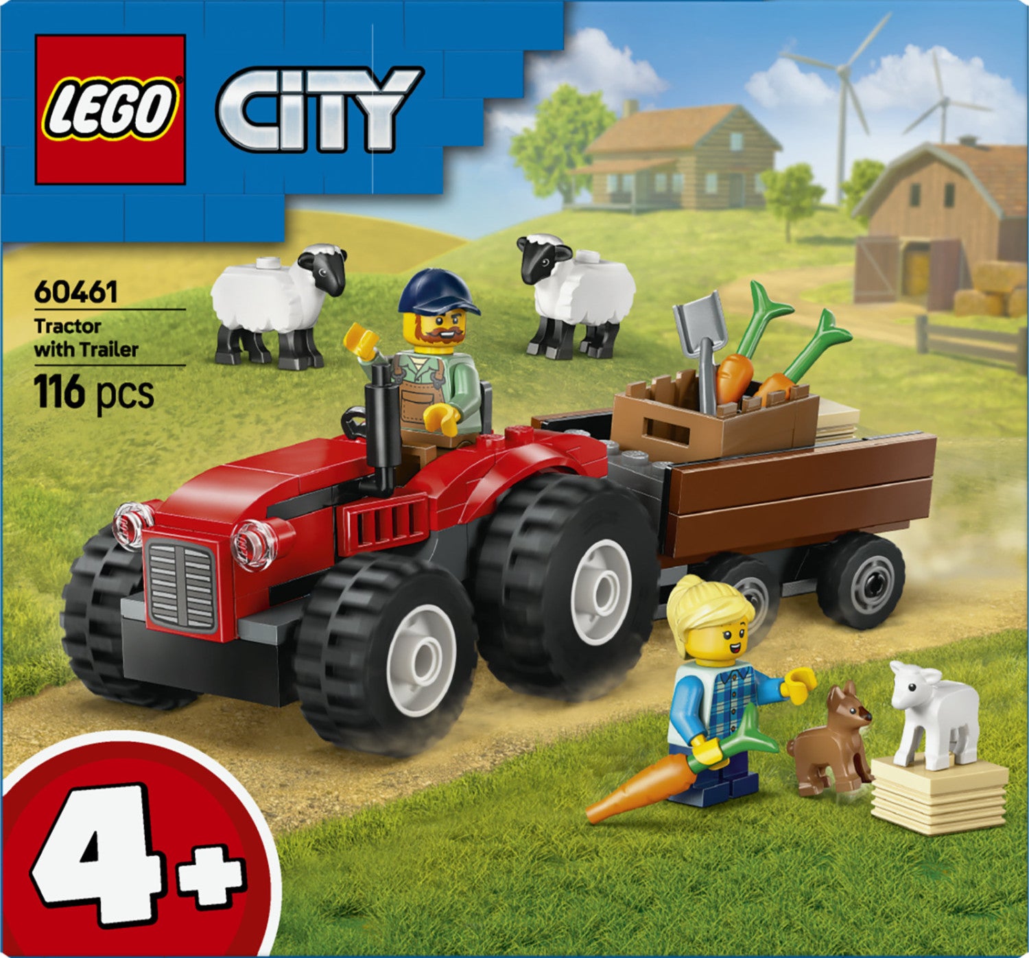 Lego City 60461 Trattore Agricolo Rosso Con Rimorchio E Pecore