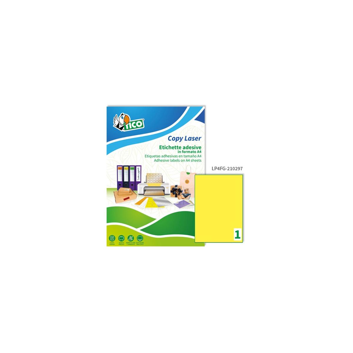 Tico LP4FG-210297 etichetta autoadesiva Rettangolo Permanente Giallo 70 pz