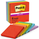 Post-It Foglietti Super Sticky Collezione Playful 654-6SS-PLAY - 6 Blocchetti Da 90 Fogli - 76x76 Mm