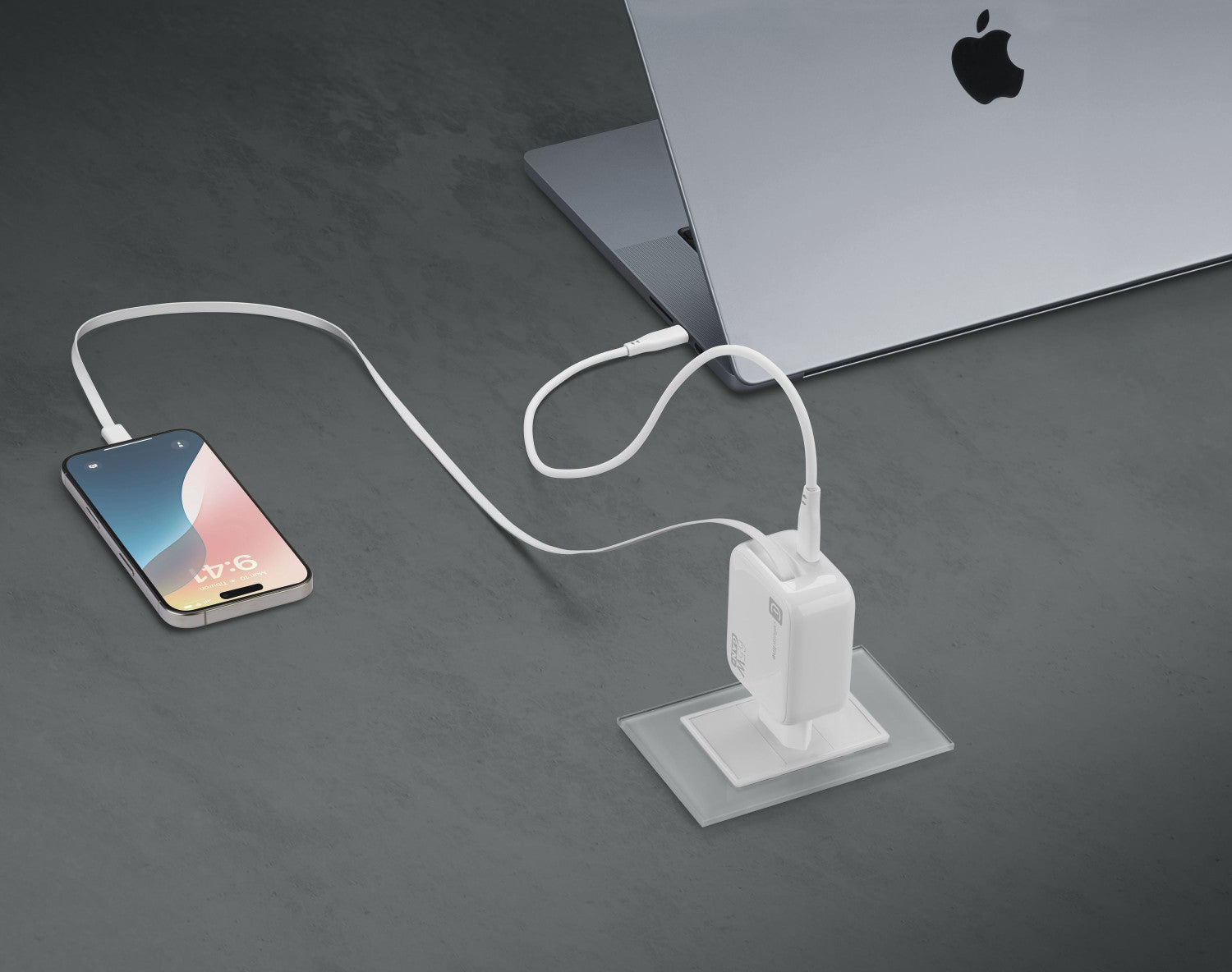 Cellularline Retractable Power 65W Caricabatterie da rete 65W con cavo retrattile USB-C e porta USB-C