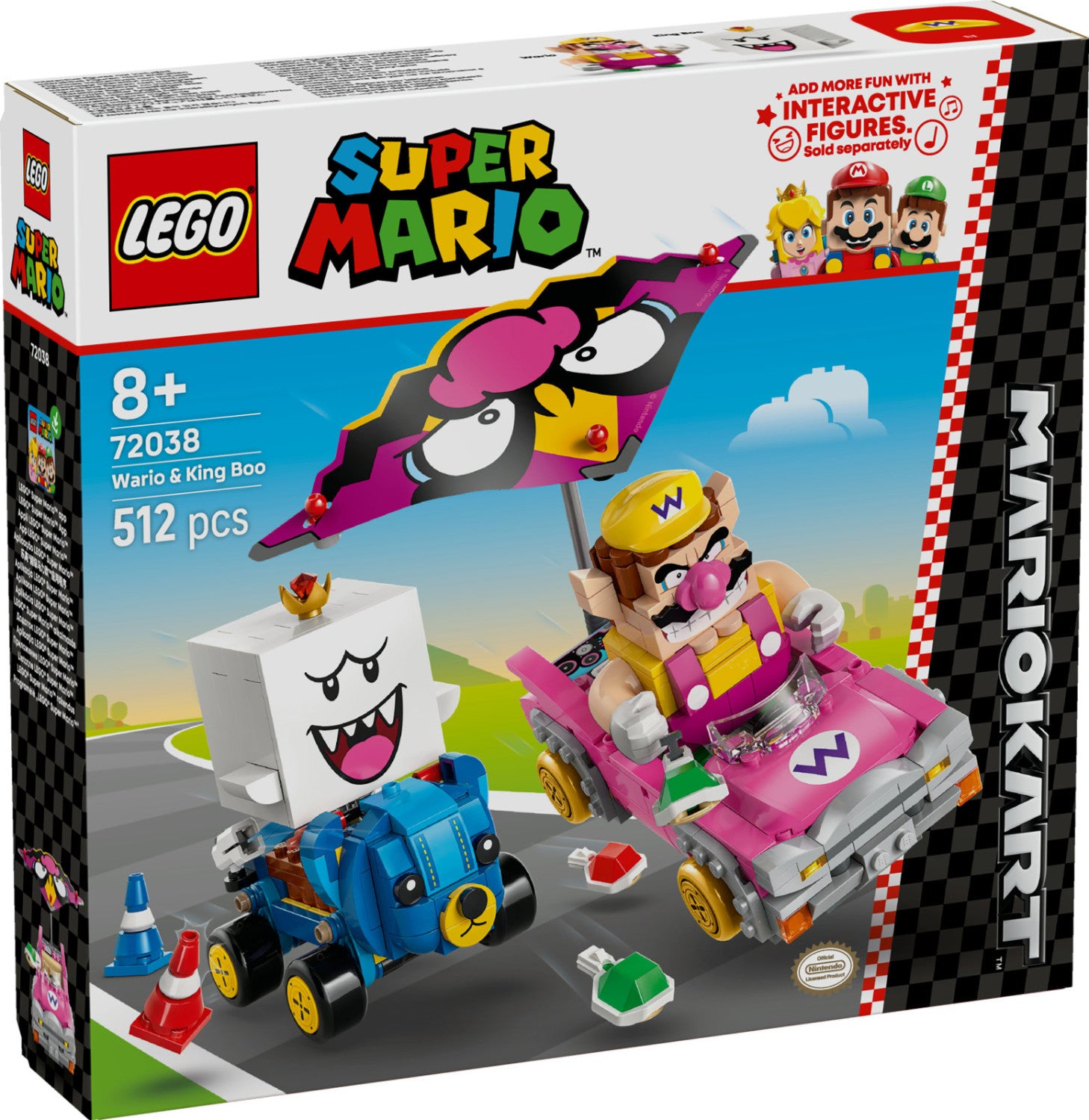 LEGO Super Mario Mario Kart Wario e Re Boo 512 Pezzi Set 72038 Età 8