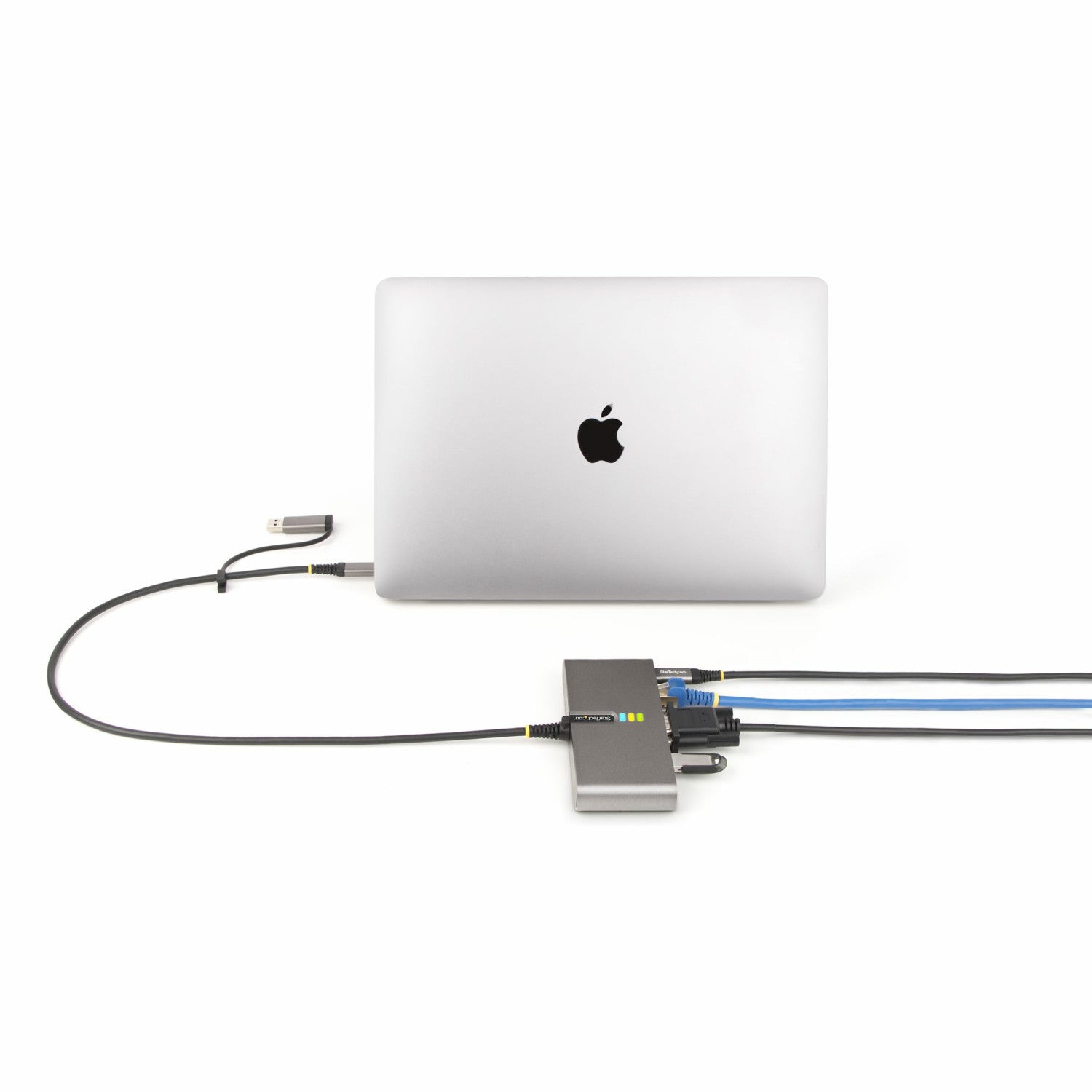 StarTech.com Hub USB-C a 2 porte con Ethernet e RS-232, dongle USB-C a USB-A collegato, 100W PD Pass-through, 2x USB-A 5Gbps, Gigabit Ethernet, RS232 seriale (FTDI)