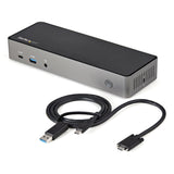StarTech.com USB-C e USB-A Dock - Docking station universale triplo monitor DisplayPort e HDMI 4K 60Hz - 85W Power Delivery, Hub 6x USB, GbE, Audio - Docking station USB tipo C/USB 3.1 Gen 2 10Gbps