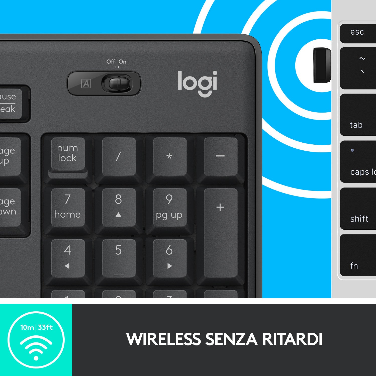 Logitech MK295 Kit Mouse e Tastiera Wireless Tecnologia SilentTouch, Tastierino Numerico, Tasti Scelta Rapida, Tracciamento Ottico Avanzato, Ricevitore USB Nano, Senza Lag, Meno 90 di Rumore