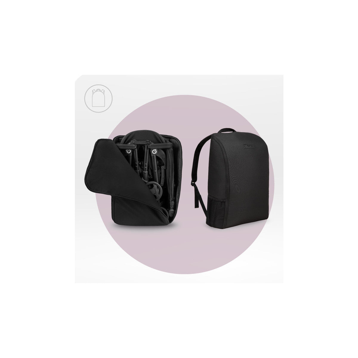 MoMi Grace Passeggino con set da viaggio 1 seduta Nero