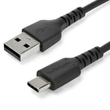 StarTech.com Cavo di Ricarica USB-A a USB-C da 2m - Resistente Cavetto USB-C di Ricarica Veloce e Sync da USB 2.0 a USB Type C 3A - Rivestimento in TPE e Fibra Aramidica M/M Nero - Samsung S10, Ipad Pro, Pixel