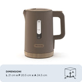 Ariete 2846 Bollitore Breakfast Wood, Bollitore Elettrico Cucina, 2200W, Capacità 1.7L, Effetto Legno, Base Cordless 360°, Spegnimento Automatico, Tortora