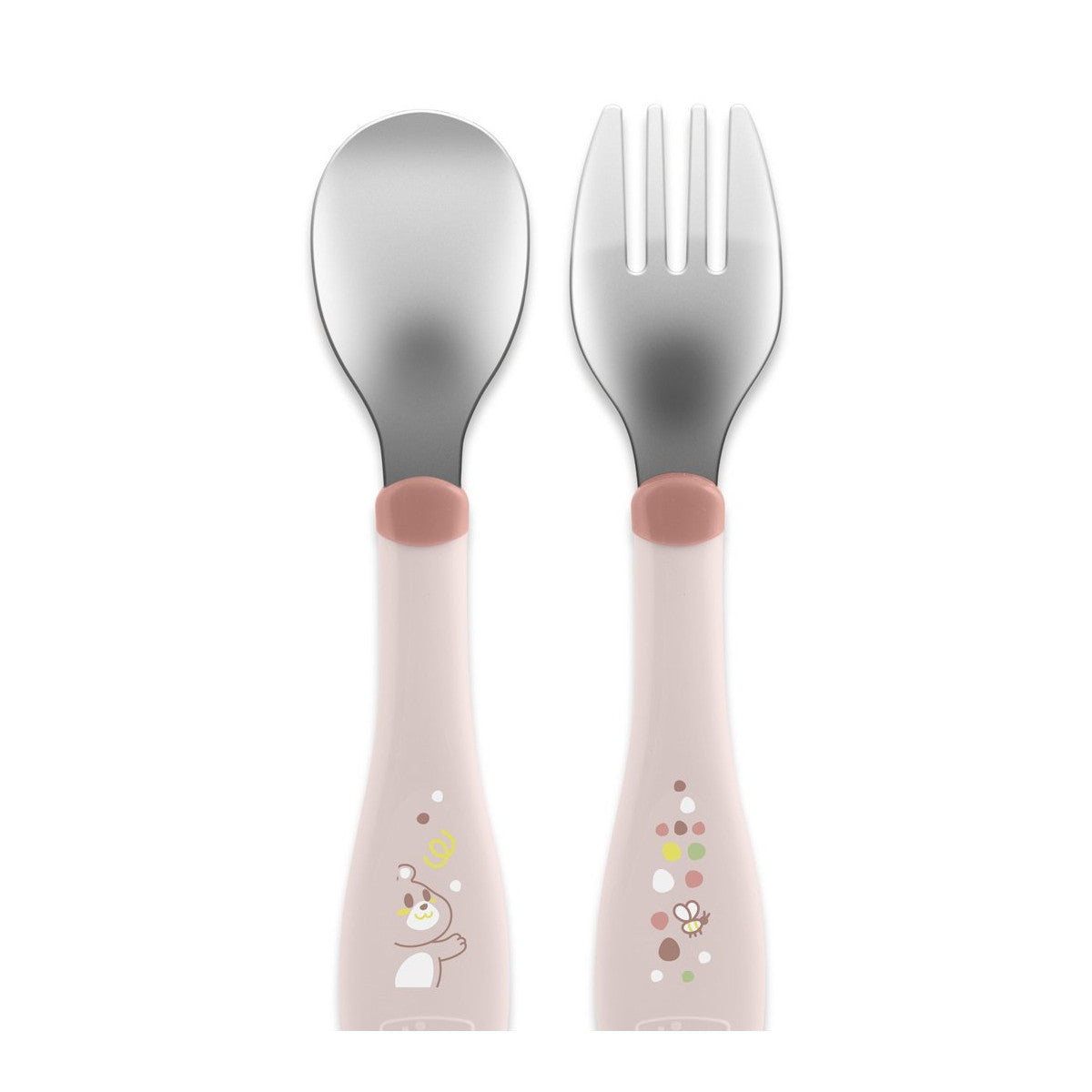 Chicco 00016102150000 posata per bambino Set di posate per bambini Rosa Acciaio inox