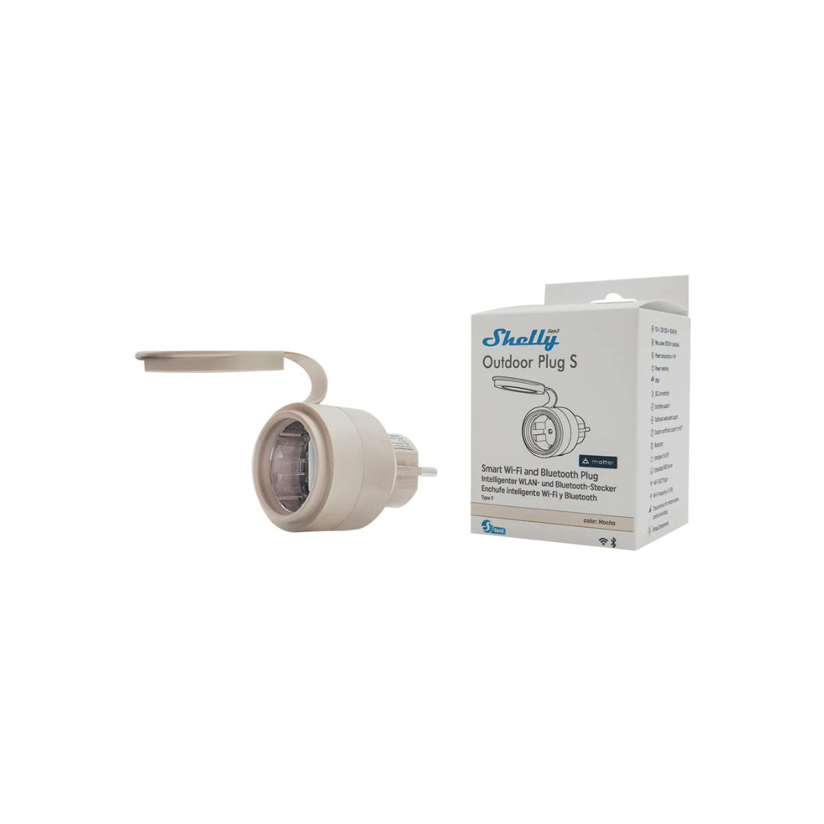 Shelly Outdoor Plug S Gen3 presa intelligente Moca