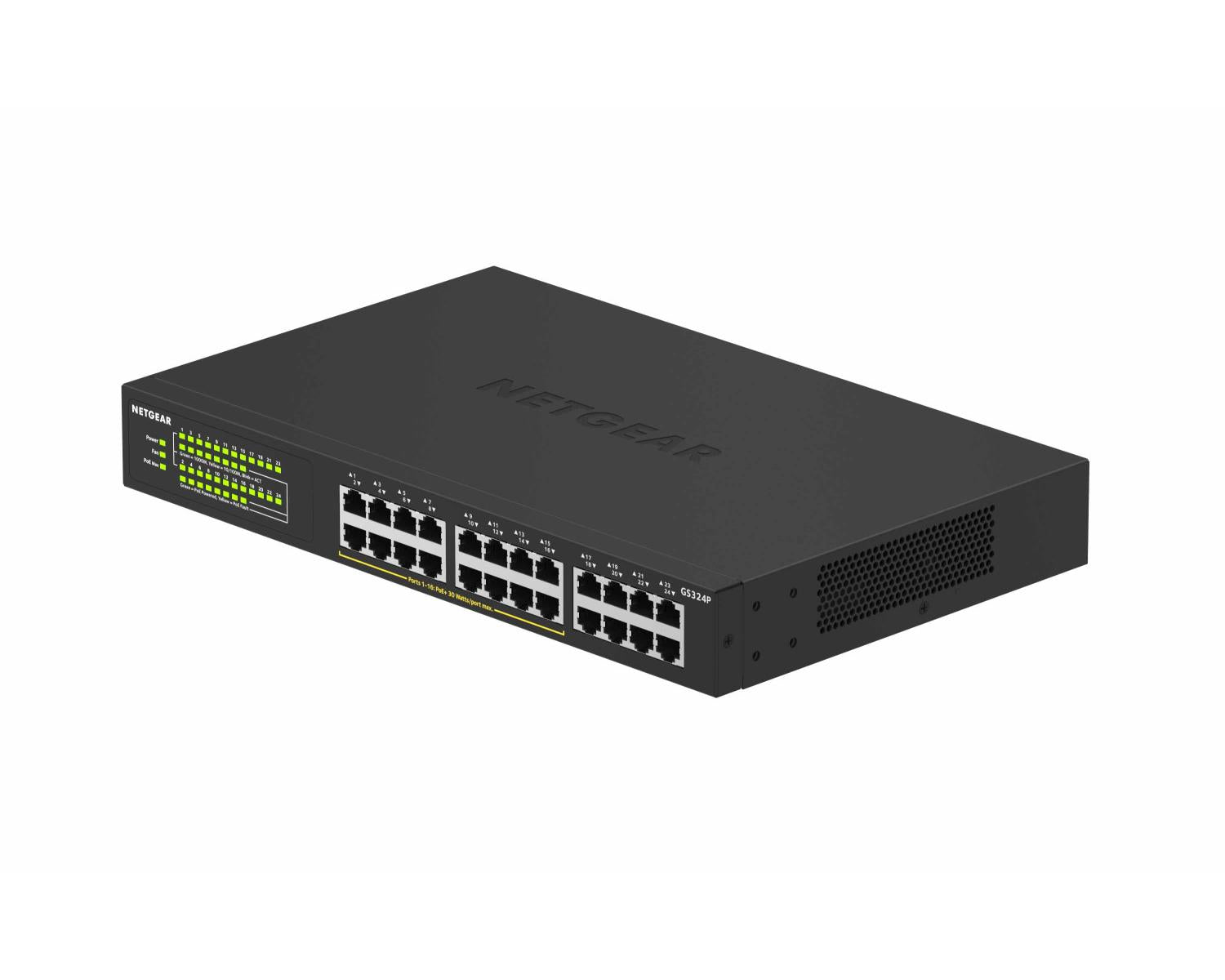 NETGEAR GS324P Non gestito Gigabit Ethernet (10/100/1000) Supporto Power over Ethernet (PoE) 1U Nero