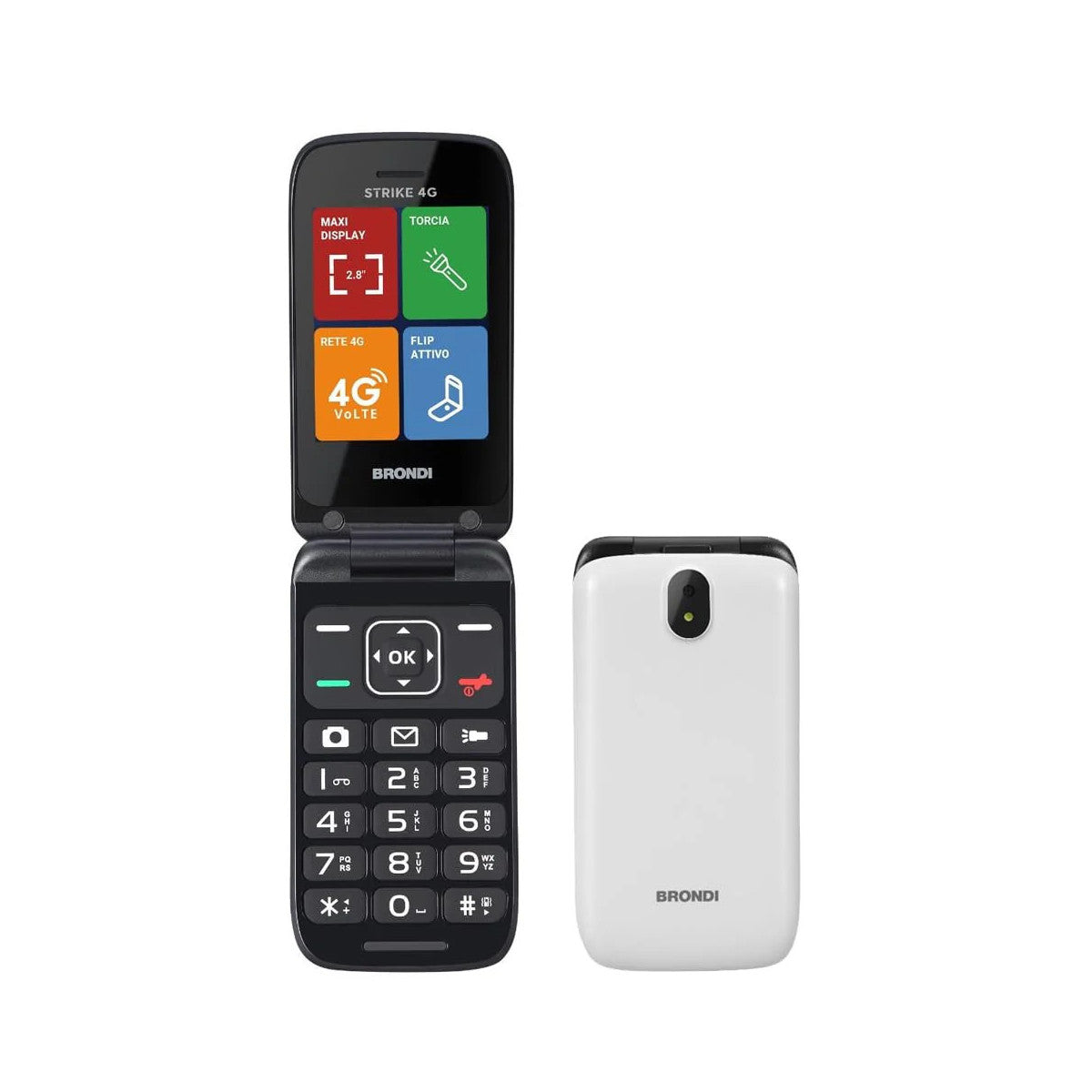 Brondi Strike 4G Telefono Cellulare Clamshell Dual SIM Display 2.8" Grigio Chiaro