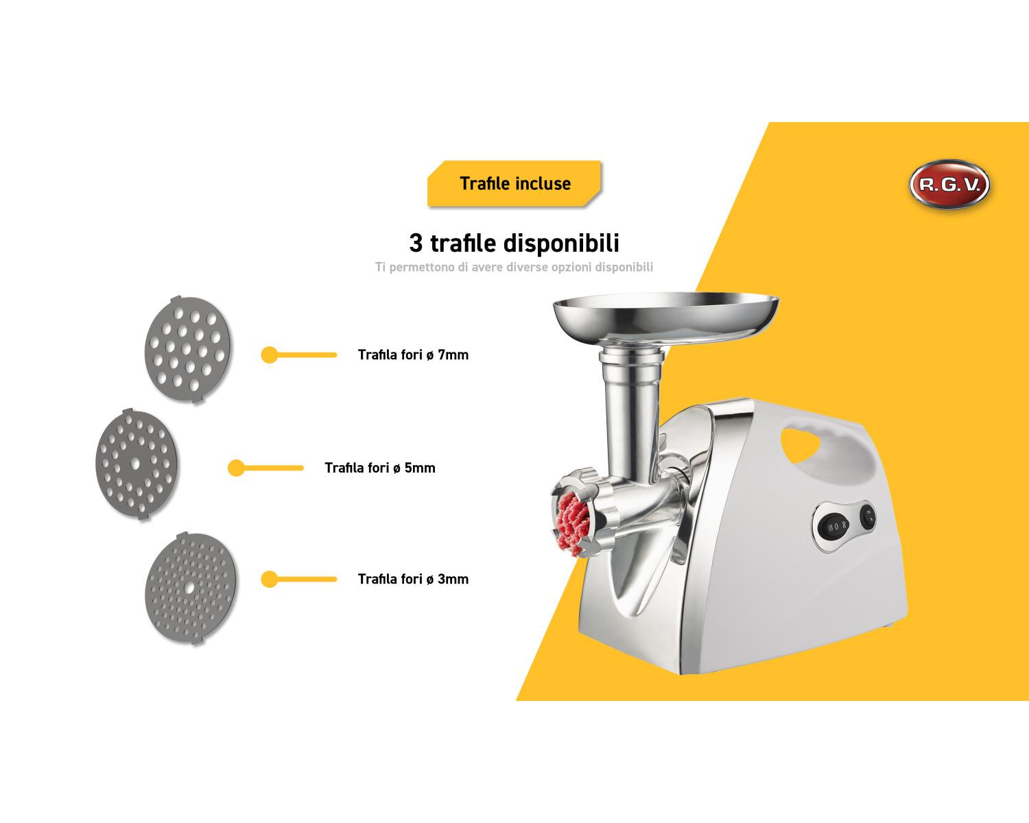 Rgv Duetto Plus Tritacarne Passapomodoro Grattugia 500 W Bianco Acciaio