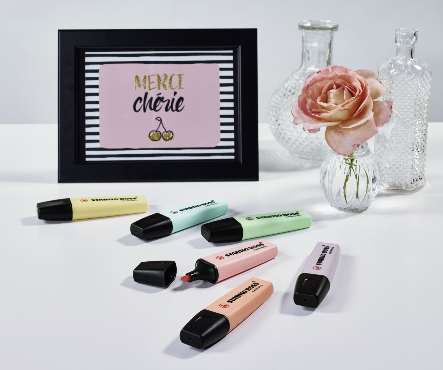 STABILO Boss Original Pastel evidenziatore 4 pz Punta smussata Lillà, Menta, Rosa, Turchese