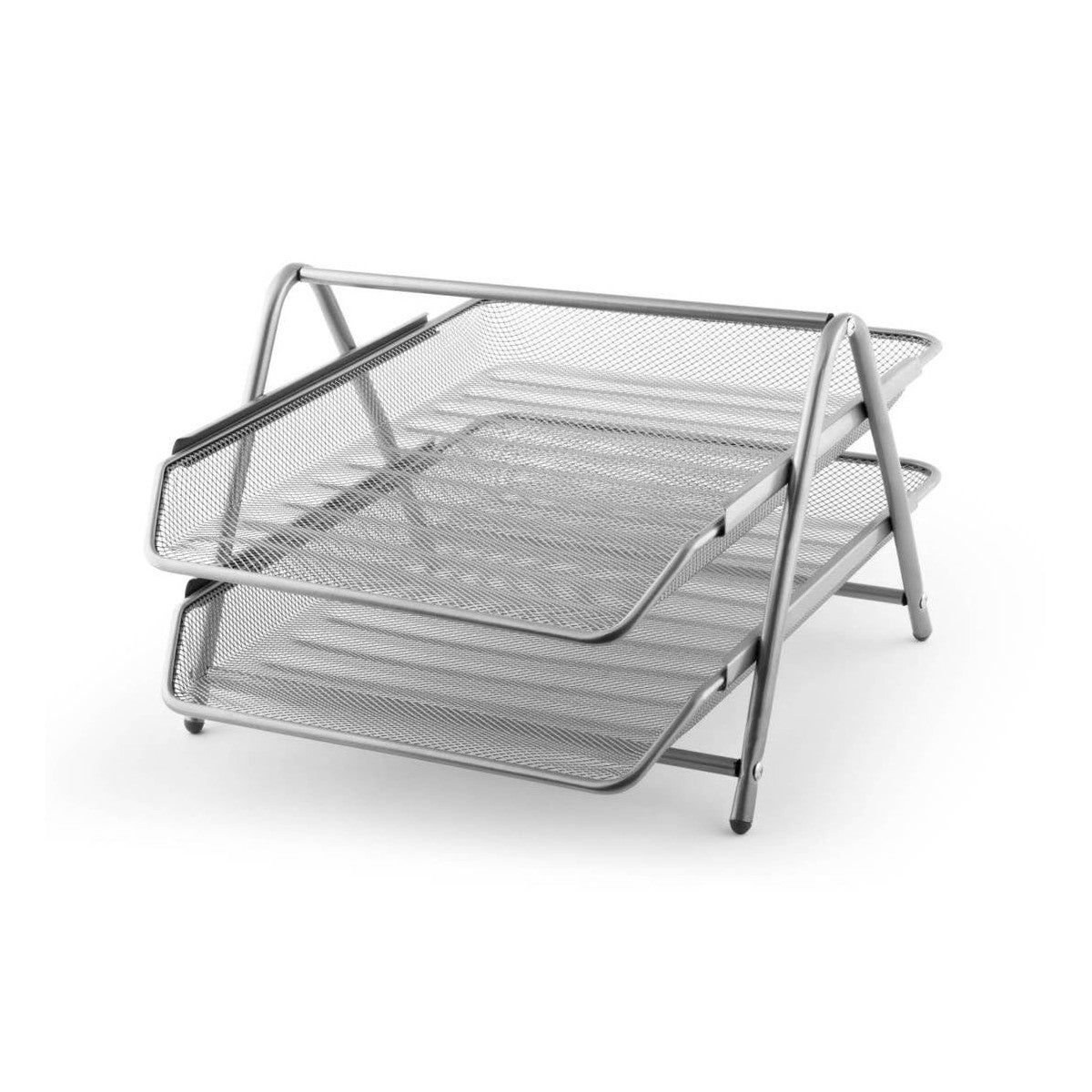 Lebez Vaschetta Portacorrispondenza 2 Ripiani Rete Metallica Argento 35,5x30x21 Cm - 80442S