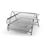 Lebez Vaschetta Portacorrispondenza 2 Ripiani Rete Metallica Argento 35,5x30x21 Cm - 80442S