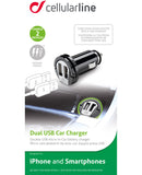 Cellularline USB Car Charger Dual Caricabatterie da Auto Universal Nero