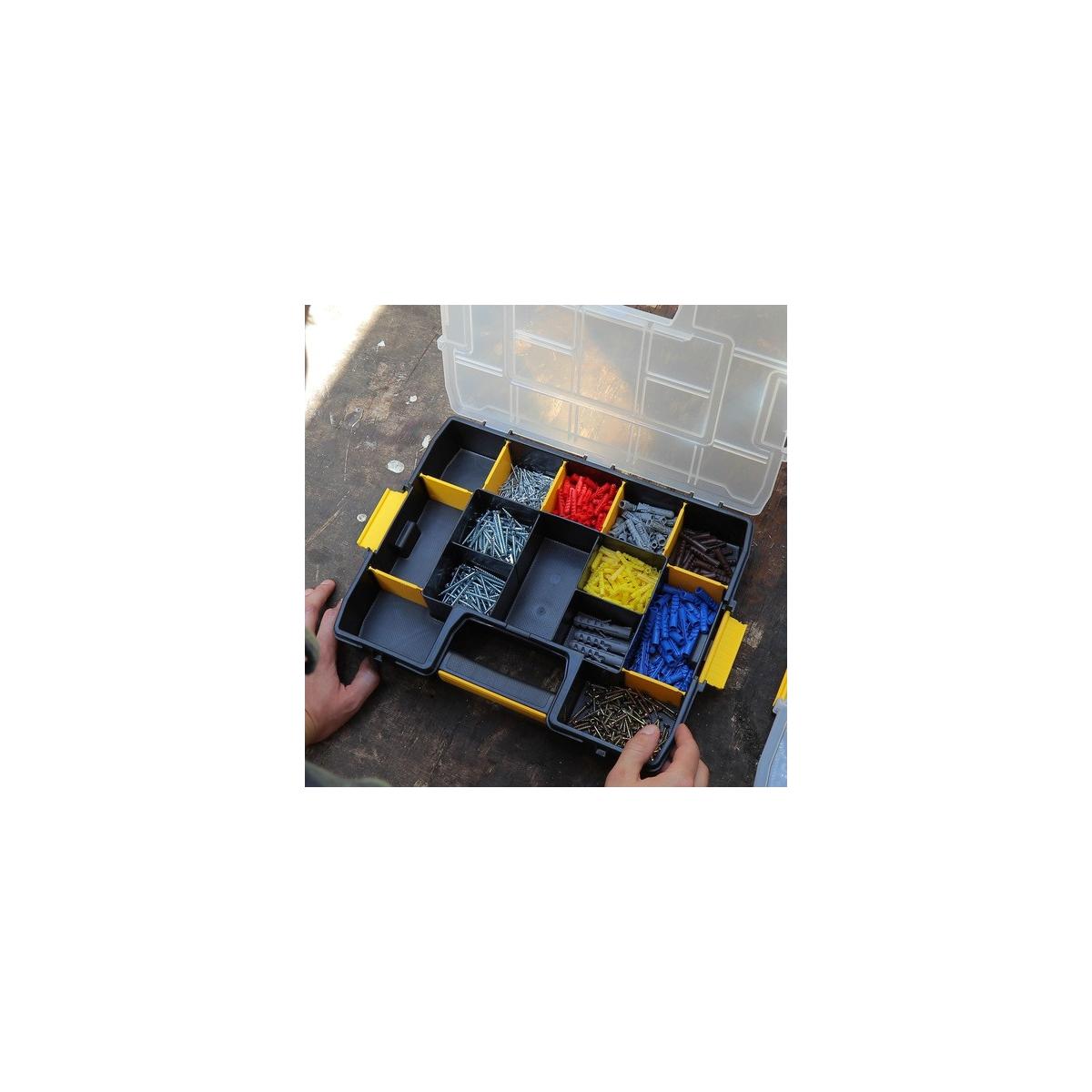 Stanley 1-97-483 Cassetta degli attrezzi Scatola per minuteria Nylon Nero, Trasparente, Giallo
