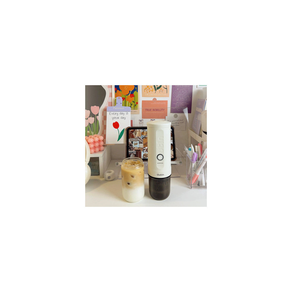 Outin Nano Macchina Espresso Portatile Bianco USB-C Compattta