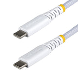 StarTech.com Cavo di Ricarica USB-C Bianco da 1m, 60W (3A) PD, Guaina con Doppio Strato Intrecciato in Nylon/TPE, Robusto Cavetto USB 2.0 per la Ricarica di Laptop