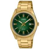 Casio Collection Orologio Uomo MTP-1302PGC-3AVEF Quarzo Datario Quadrante Verde Cinturino Acciaio Dorato 5 ATM