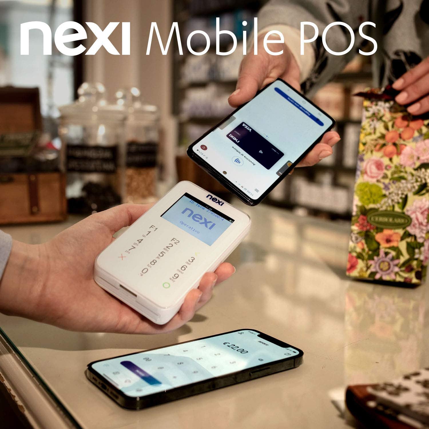 Nexi Mobile Pos - Pos Portatile Contactless, Lettore Elettronico Portatile Per Pagamenti Con Bancomat, Carta Di Credito, Prepagata, Apple Pay E Google Pay - Firma Digitale Con App Nexi Mobile