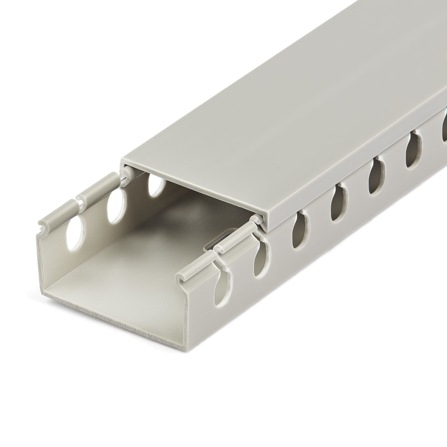 StarTech.com Canalina di cablaggio cavi scanalata con coperchio, 50mm P x 25mm H - 2m L - 8mm, canalina passacavi in PVC per cavo di rete/ canaline a parete, massimo 25 cavi, certificata UL
