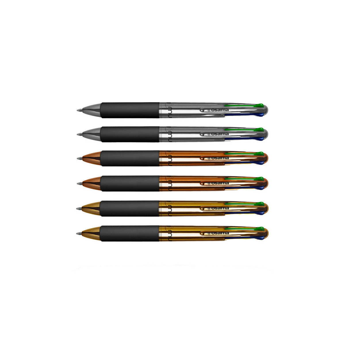 Osama - Astuccio 6 Penne a Sfera 4 Colori Multi 1,0 mm Chrome - OW 84006956