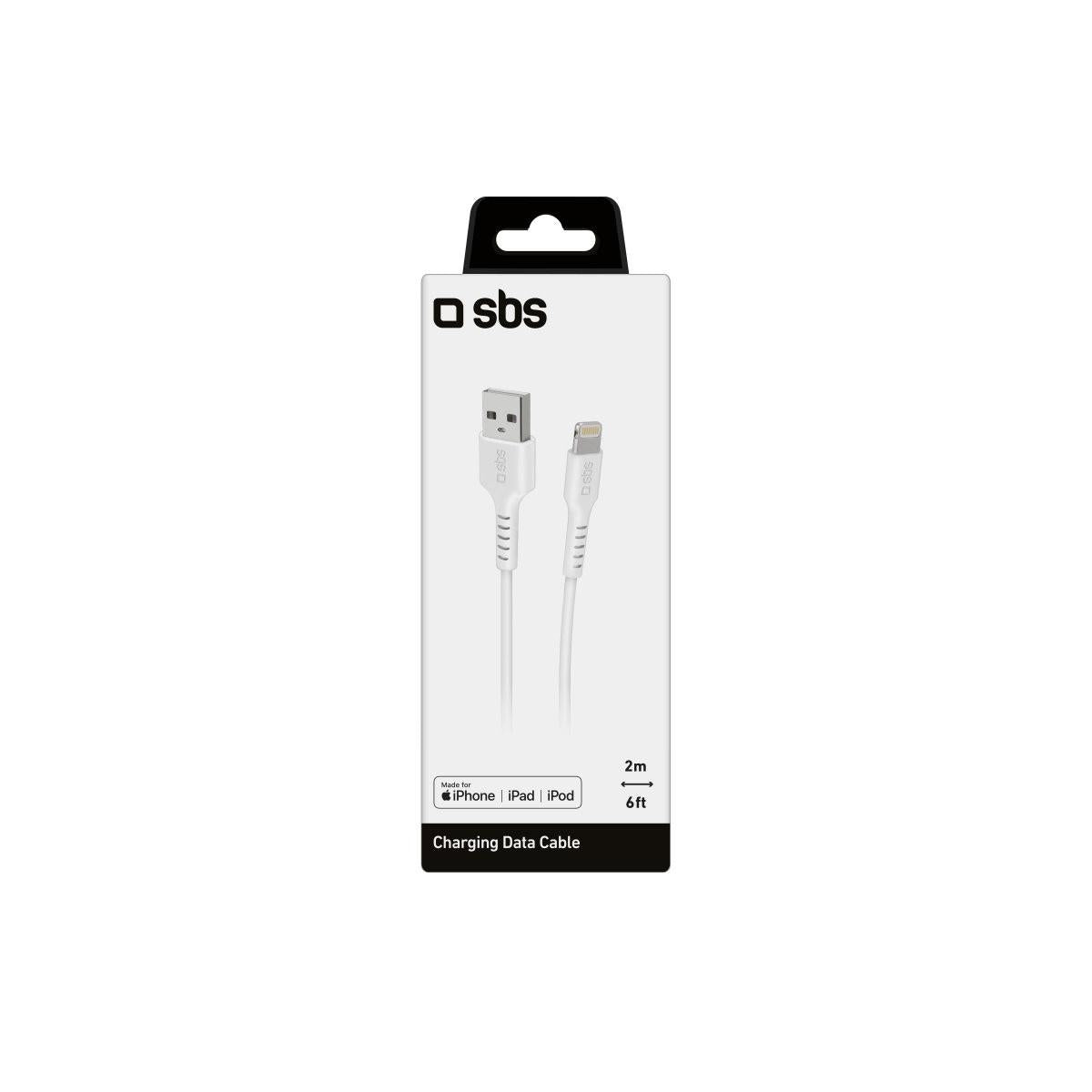 SBS TECABLEUSBIP5289W cavo Lightning 2 m Bianco