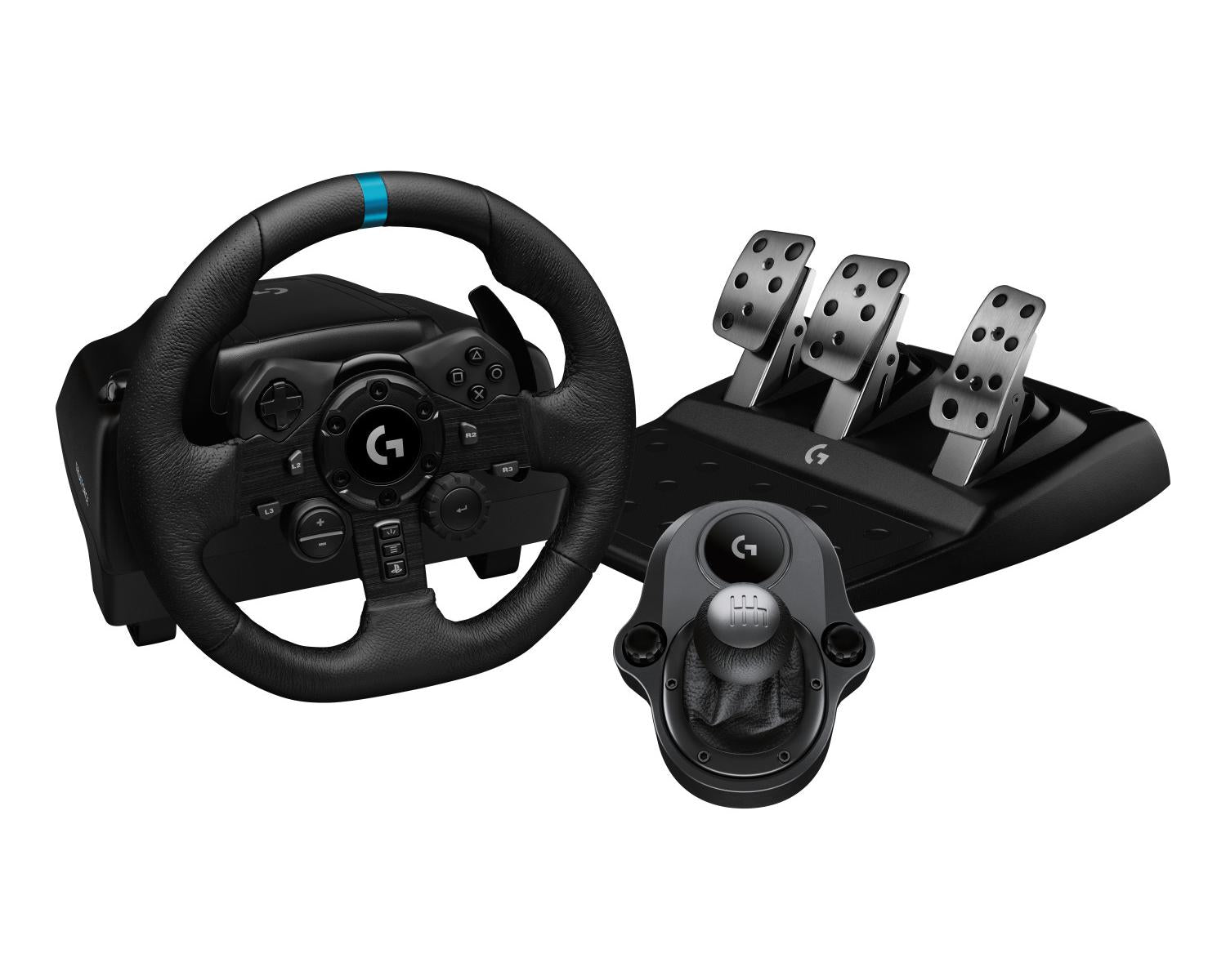 Logitech G Kit da corsa Logitech G923 SE: volante da corsa e pedali G923, TRUEFORCE, vera pelle leva del cambio Driving Force - Per PS5, PS4, PC, Mac - Nero