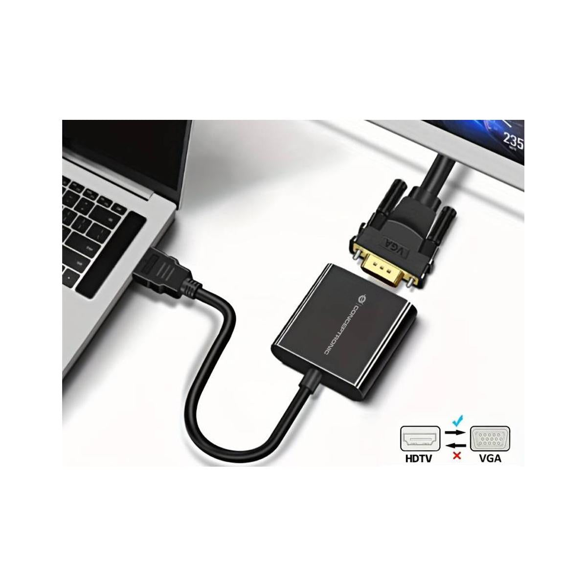 Conceptronic ABBY20B cavo e adattatore video 0,25 m HDMI tipo A Standard VGA D-Sub Nero