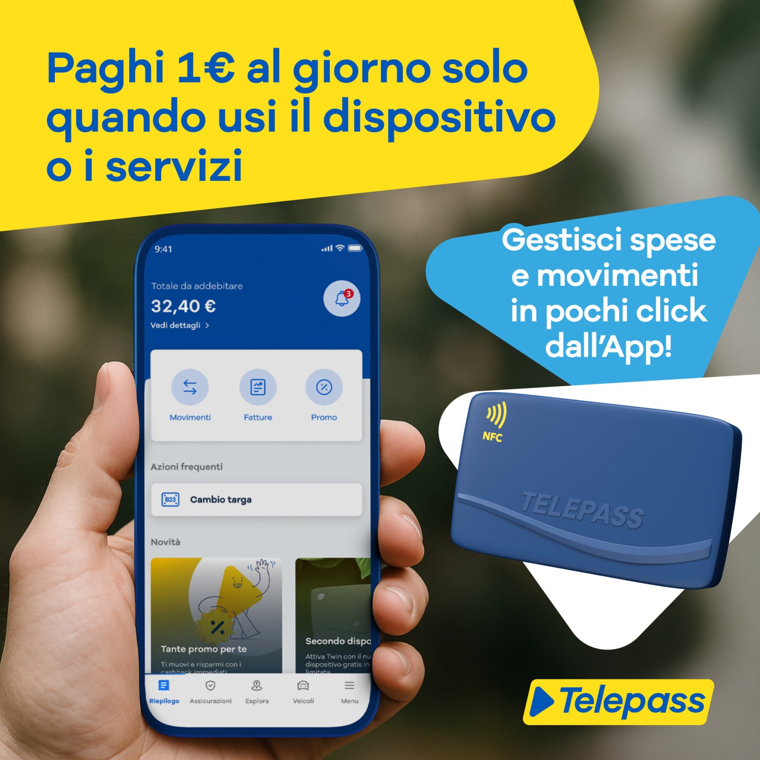 Telepass Grab Go tag RFID Blu 1 pz