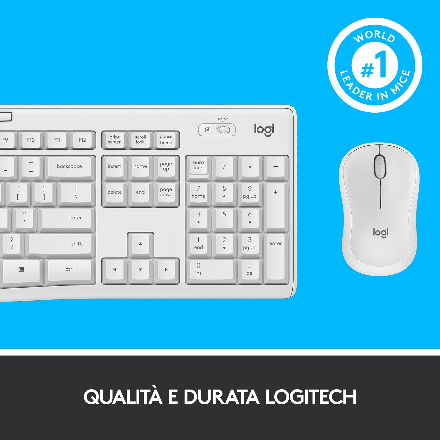 Logitech MK295 Kit Mouse e Tastiera Wireless Tecnologia Silent Touch Bianco