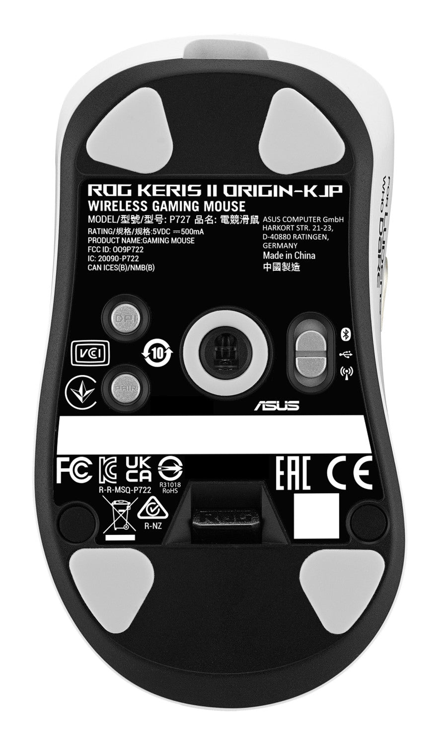 ASUS ROG Keris II Origin-KJP mouse Gaming Mano destra RF Wireless Bluetooth USB Type-A Ottico 42000 DPI