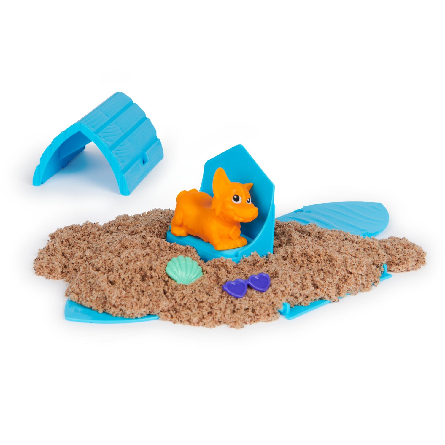 Kinetic Sand , Mini Cagnolino, 170g di Sabbia Cinetica Naturale, 1 Cagnolino a Sorpresa, 2 Accessori, Custodia a Forma di Cuccia. Giocattoli per Bambini e Bambine, 3